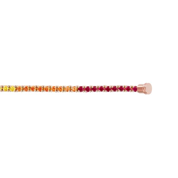 Câble Fred Force 10 moyen modèle en or rose et pierres précieuses 6J0210
