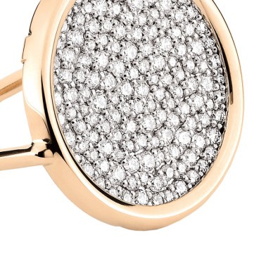 Bague Ginette NY Disc Ring large en or rose et diamants