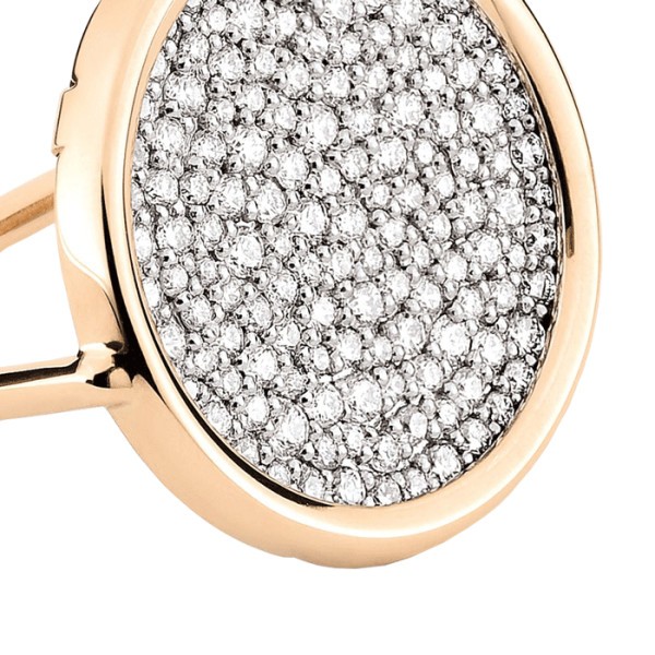 Bague Ginette NY Disc Ring large en or rose et diamants