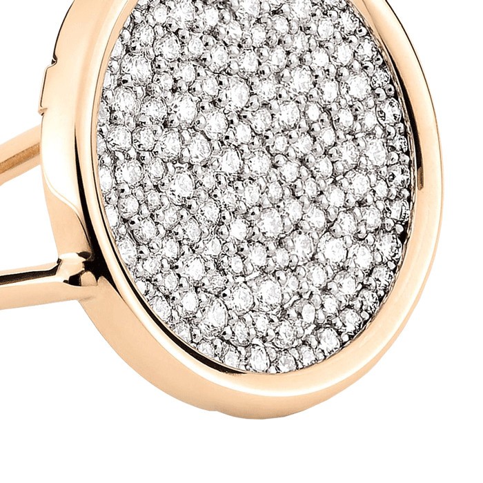 Bague Ginette NY Disc Ring large en or rose et diamants