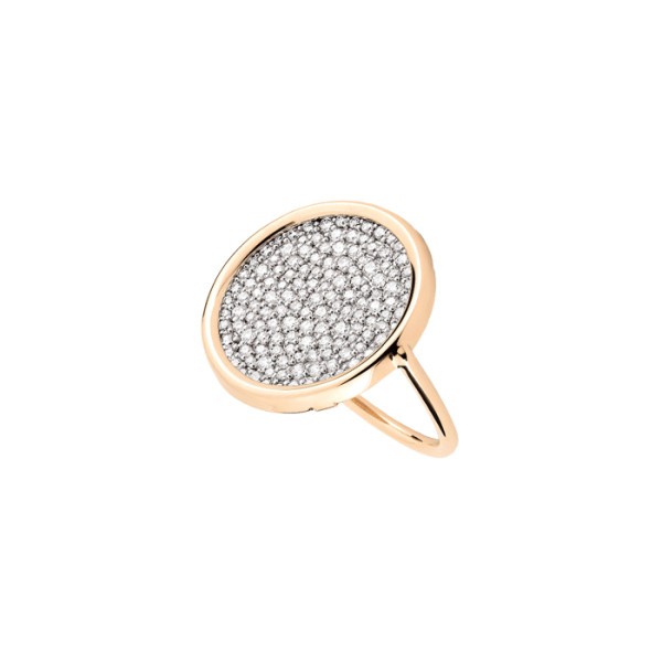 Bague Ginette NY Disc large en or rose et diamants