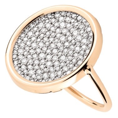 Bague Ginette NY Disc large en or rose et diamants