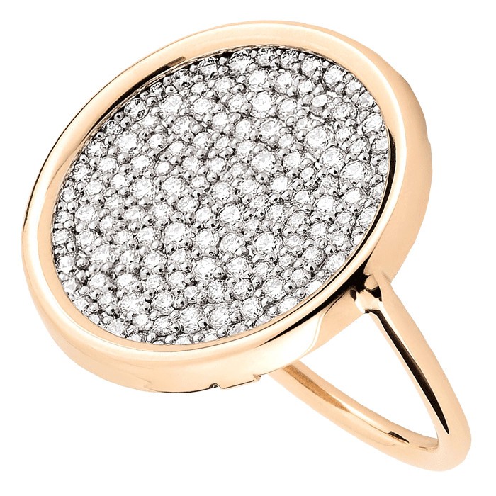 Bague Ginette NY Disc large en or rose et diamants