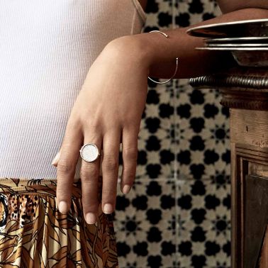 Bague Ginette NY Disc large en or rose et diamants