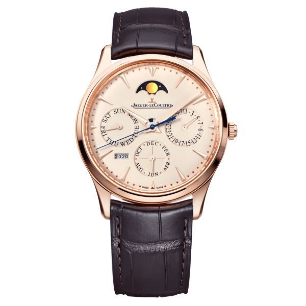 Montre Jaeger-LeCoultre Master Ultra Thin Perpetual automatique cadran beige bracelet cuir brun 39 mm Q1302520