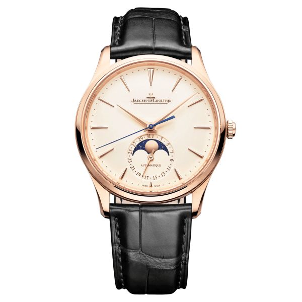 Jaeger-LeCoultre Master Ultra Thin Moon automatic watch beige dial black leather strap 39 mm Q1362511