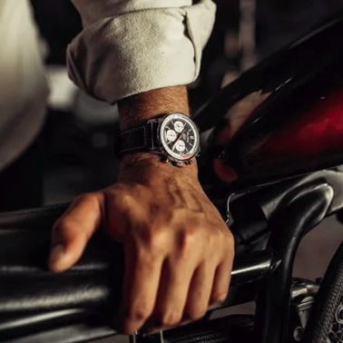 Breitling Top Time Deus B01 automatic watch black dial black leather strap 41 mm AB01765A1B1X1