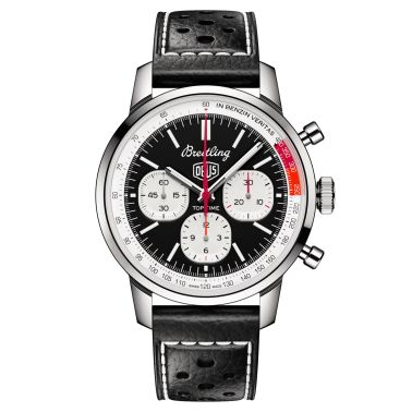 Montre Breitling Top Time Deus B01 automatique cadran noir bracelet cuir noir 41 mm AB01765A1B1X1