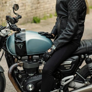 Breitling Top Time Triumph B01 automatic watch blue dial black leather strap 41 mm AB01764A1C1X1