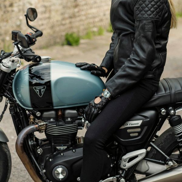 Breitling Top Time Triumph B01 automatic watch blue dial black leather strap 41 mm AB01764A1C1X1