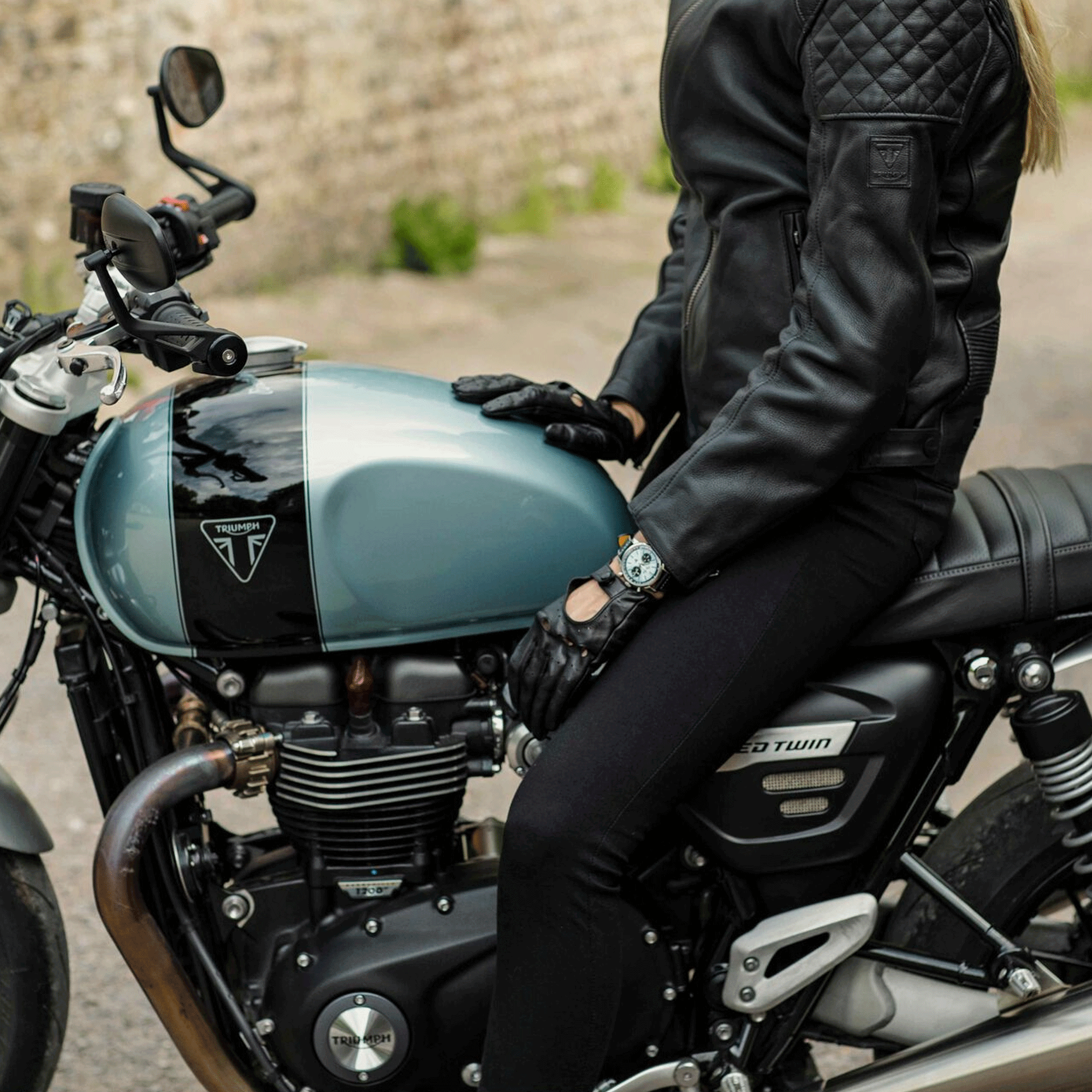 Breitling Top Time Triumph B01 automatic watch blue dial black leather strap 41 mm AB01764A1C1X1