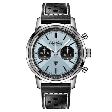 Montre Breitling Top Time Triumph B01 automatique cadran bleu bracelet cuir noir 41 mm AB01764A1C1X1