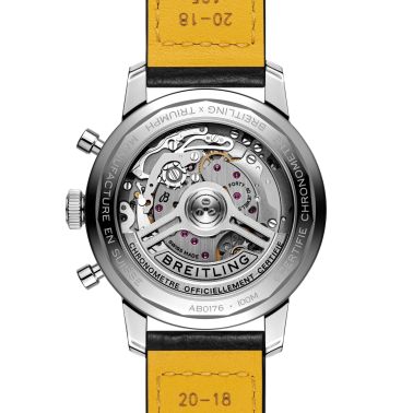 Breitling Top Time Triumph B01 automatic watch blue dial black leather strap 41 mm AB01764A1C1X1