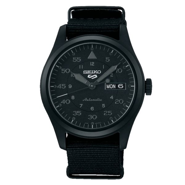Montre Seiko 5 Military Full Black automatique cadran noir bracelet NATO 39,4 mm
