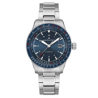 Hamilton Khaki Aviation Converter automatic watch blue dial steel bracelet 42 mm