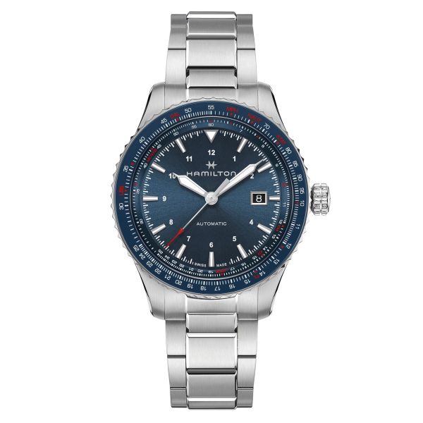 Hamilton Khaki Aviation Converter automatic watch blue dial steel bracelet 42 mm