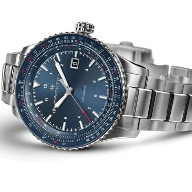 Hamilton Khaki Aviation Converter automatic watch blue dial steel bracelet 42 mm