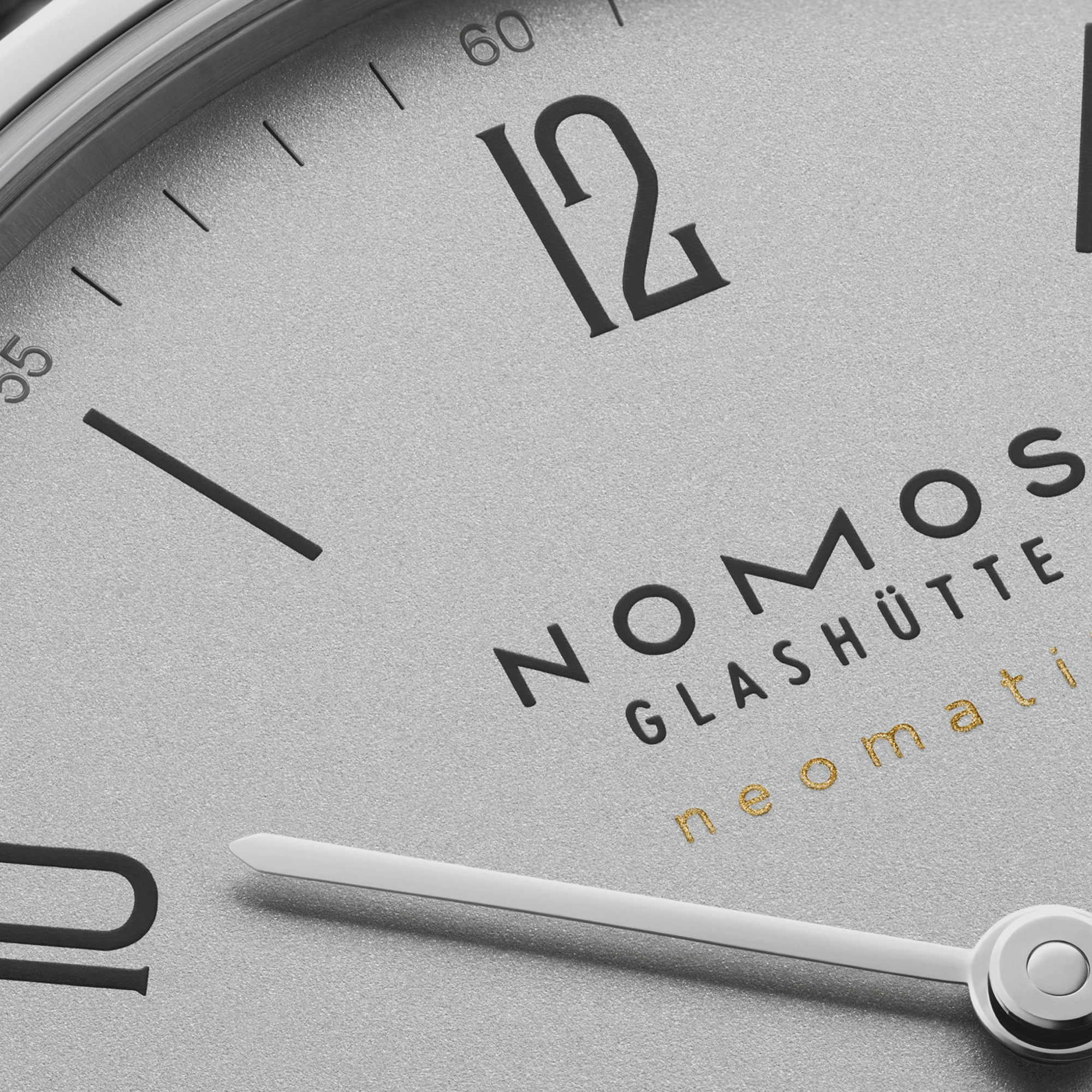 Nomos Tangente Neomatik Gris Platine automatic watch galvanised dial black leather strap 39 mm