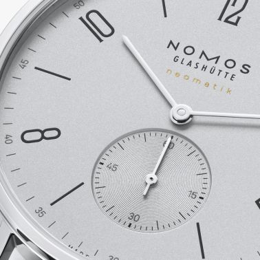 Nomos Tangente Neomatik Gris Platine automatic watch galvanised dial black leather strap 39 mm