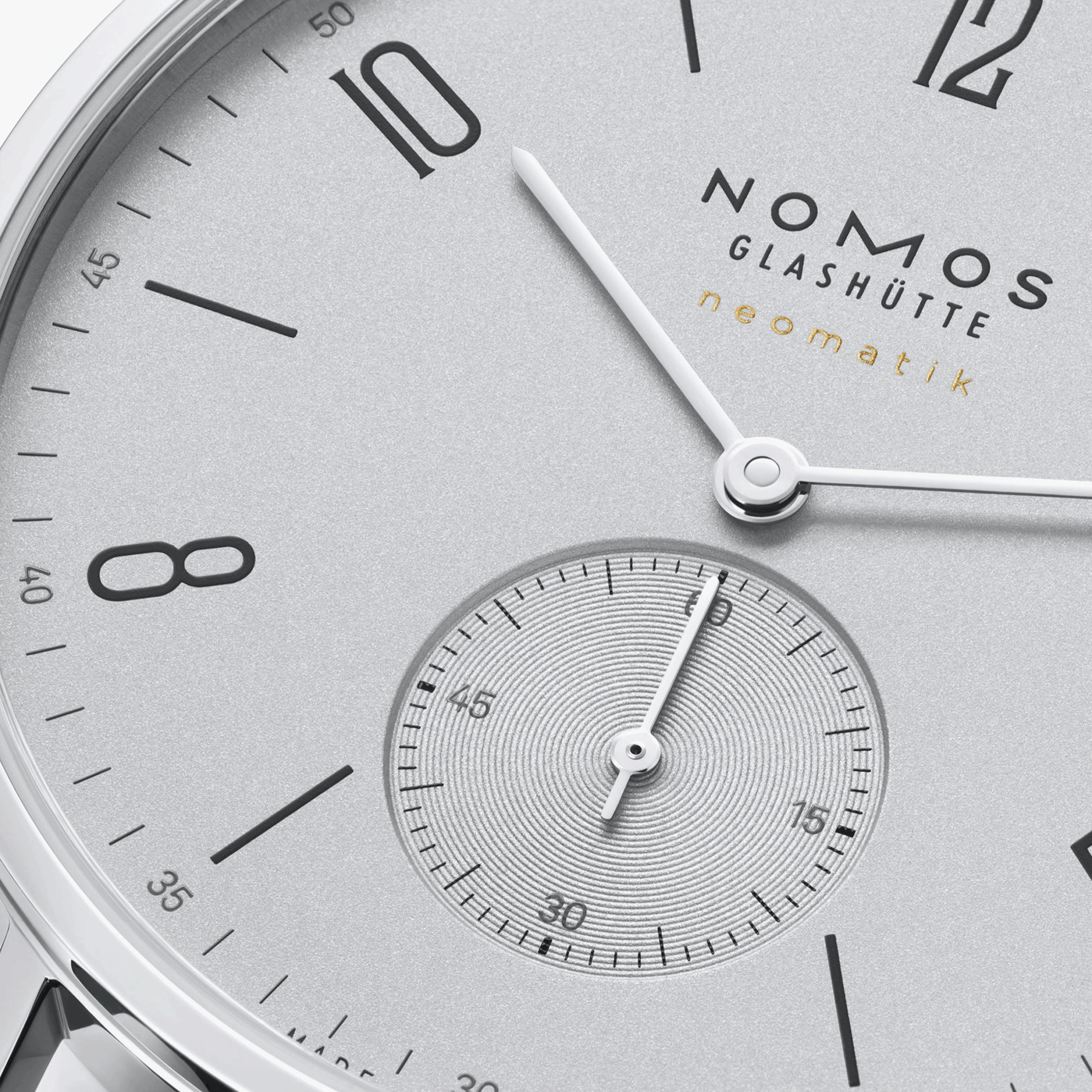 Nomos Tangente Neomatik Gris Platine automatic watch galvanised dial black leather strap 39 mm