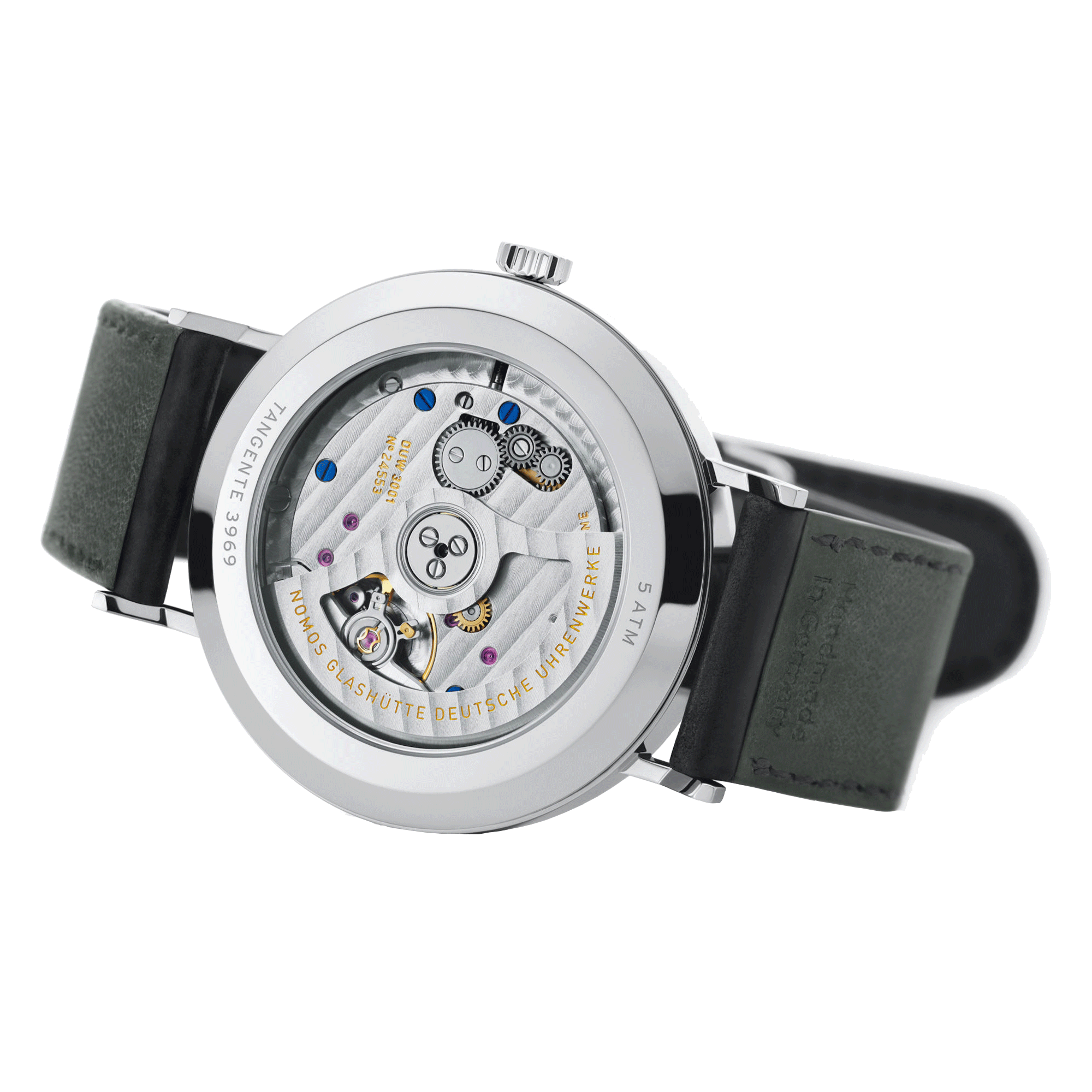 Nomos Tangente Neomatik Gris Platine automatic watch galvanised dial black leather strap 39 mm