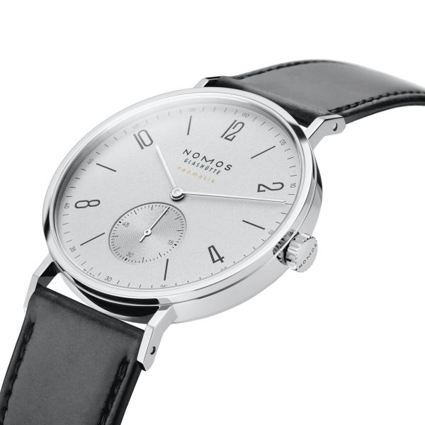 Nomos Tangente Neomatik Gris Platine automatic watch galvanised dial black leather strap 39 mm