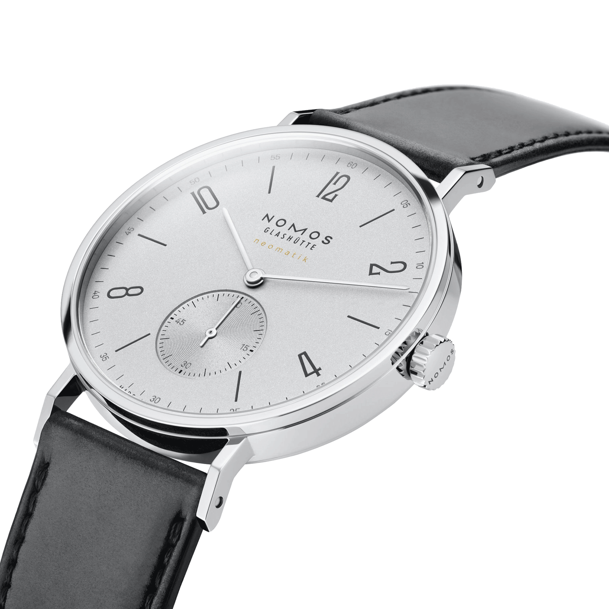 Nomos Tangente Neomatik Gris Platine automatic watch galvanised dial black leather strap 39 mm