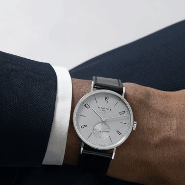 Nomos Tangente Neomatik Gris Platine automatic watch galvanised dial black leather strap 39 mm
