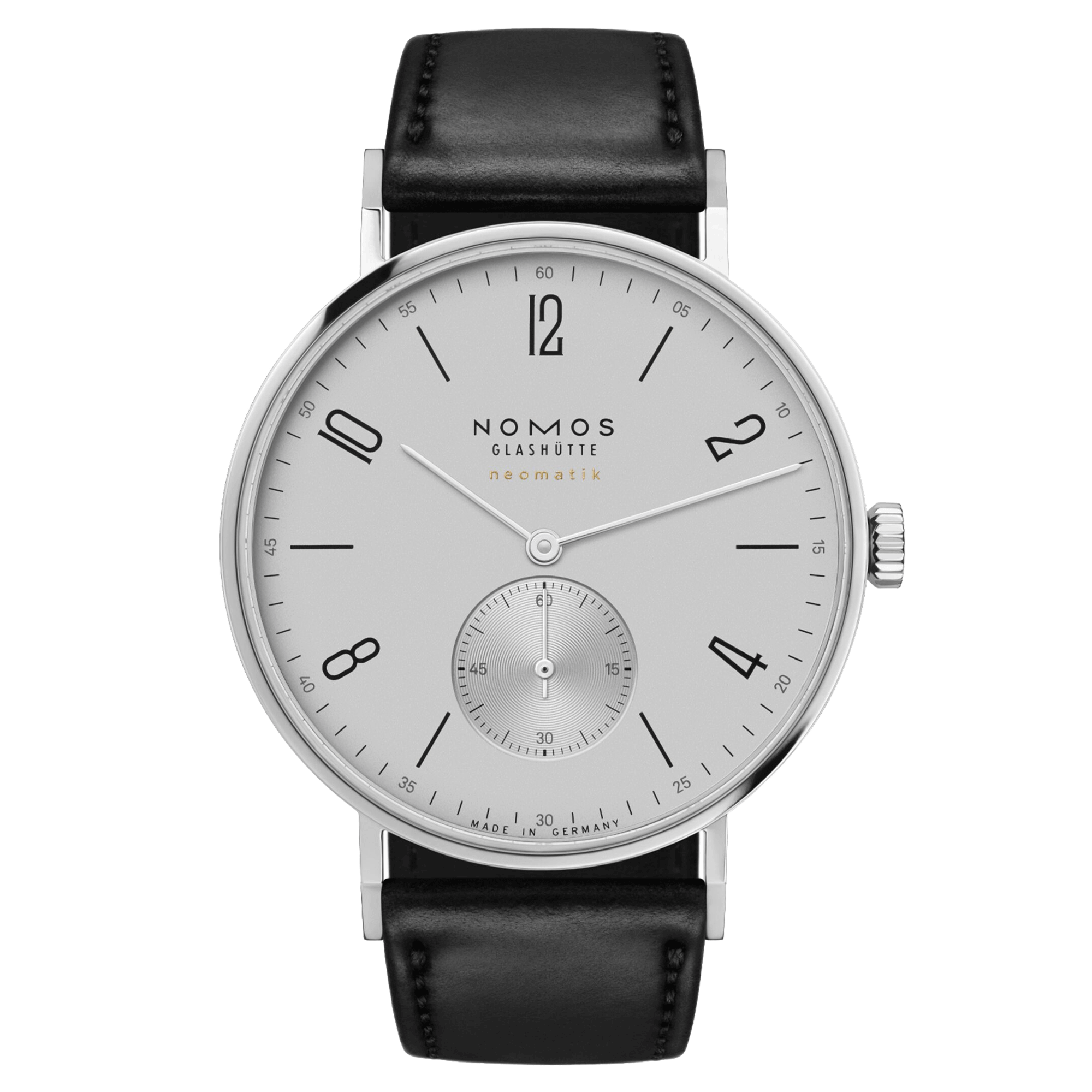 Nomos Tangente Neomatik Gris Platine automatic watch galvanised dial black leather strap 39 mm