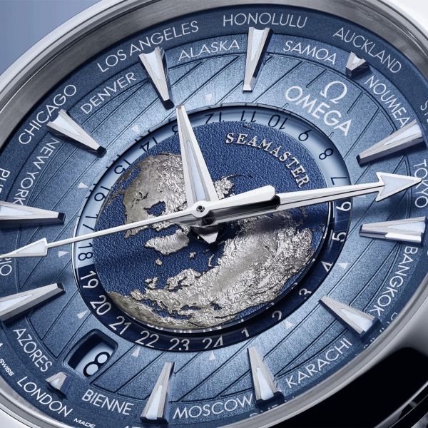 Omega Aqua Terra 150M GMT Worldtimer Summer Blue Lepage