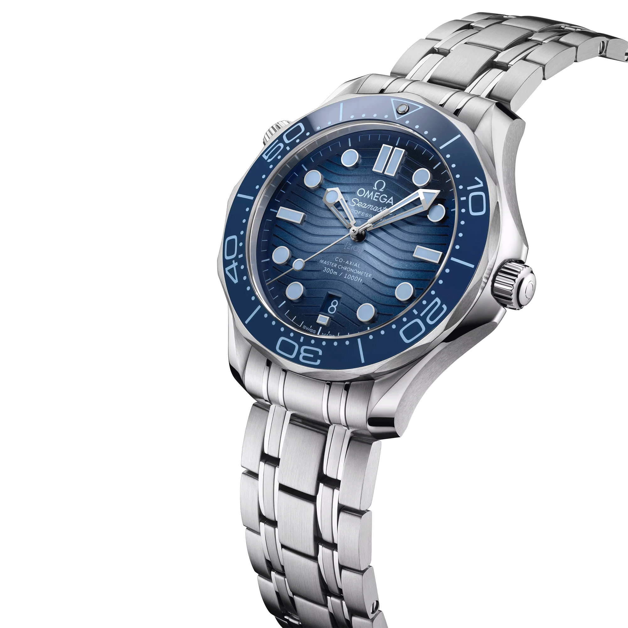 Montre Omega Seamaster Diver 300M 75ème Anniversaire Co-Axial Master Chronometer cadran bleu bracelet acier 42 mm