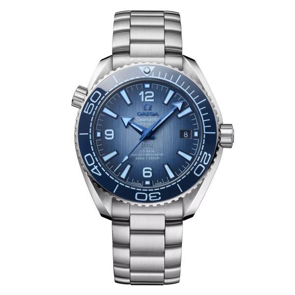 Montre Omega Seamaster Planet Ocean 600m 75ème Anniversaire Co-Axial Master Chronometer cadran bleu bracelet acier 39,5 mm