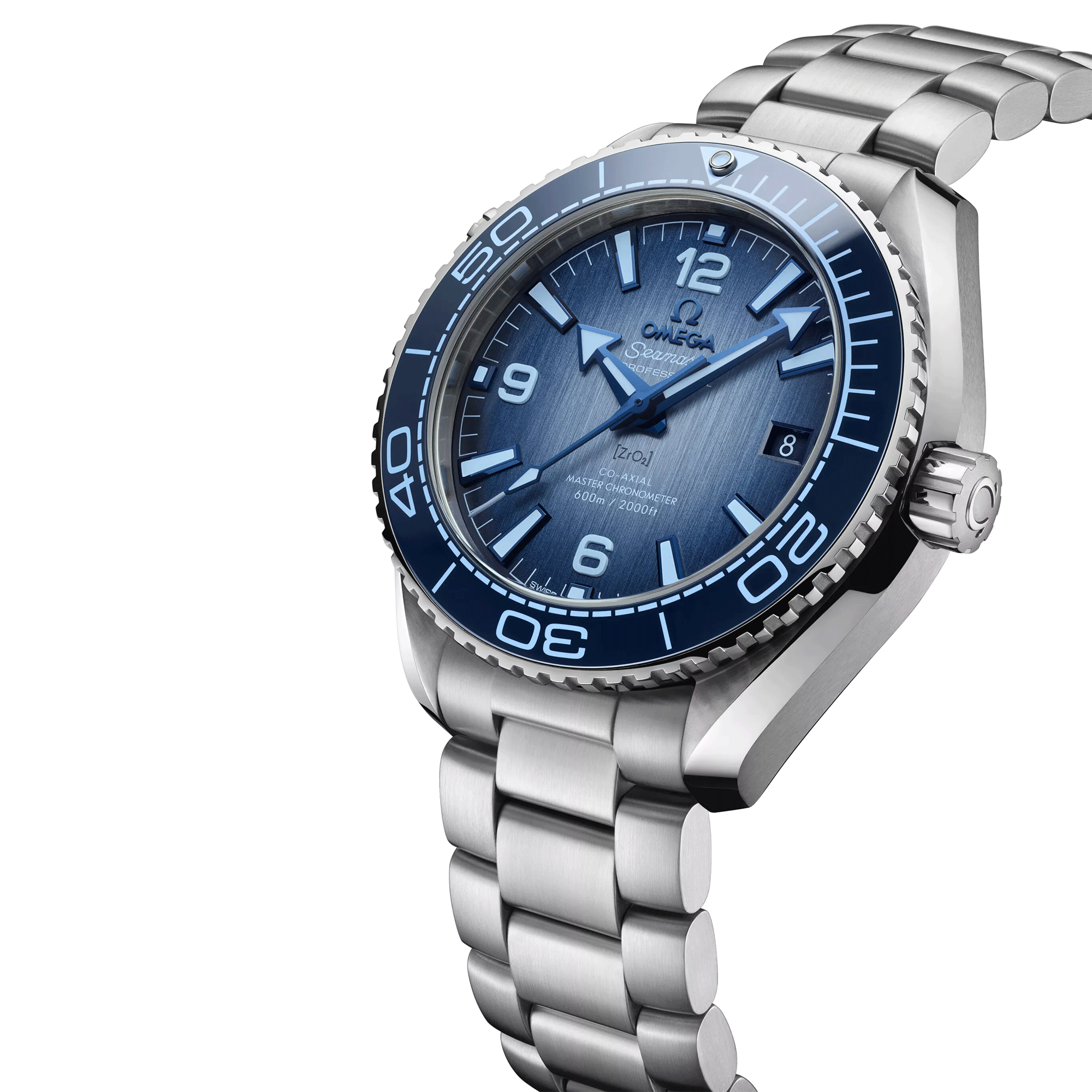 Montre Omega Seamaster Planet Ocean 600m 75ème Anniversaire Co-Axial Master Chronometer cadran bleu bracelet acier 39,5 mm