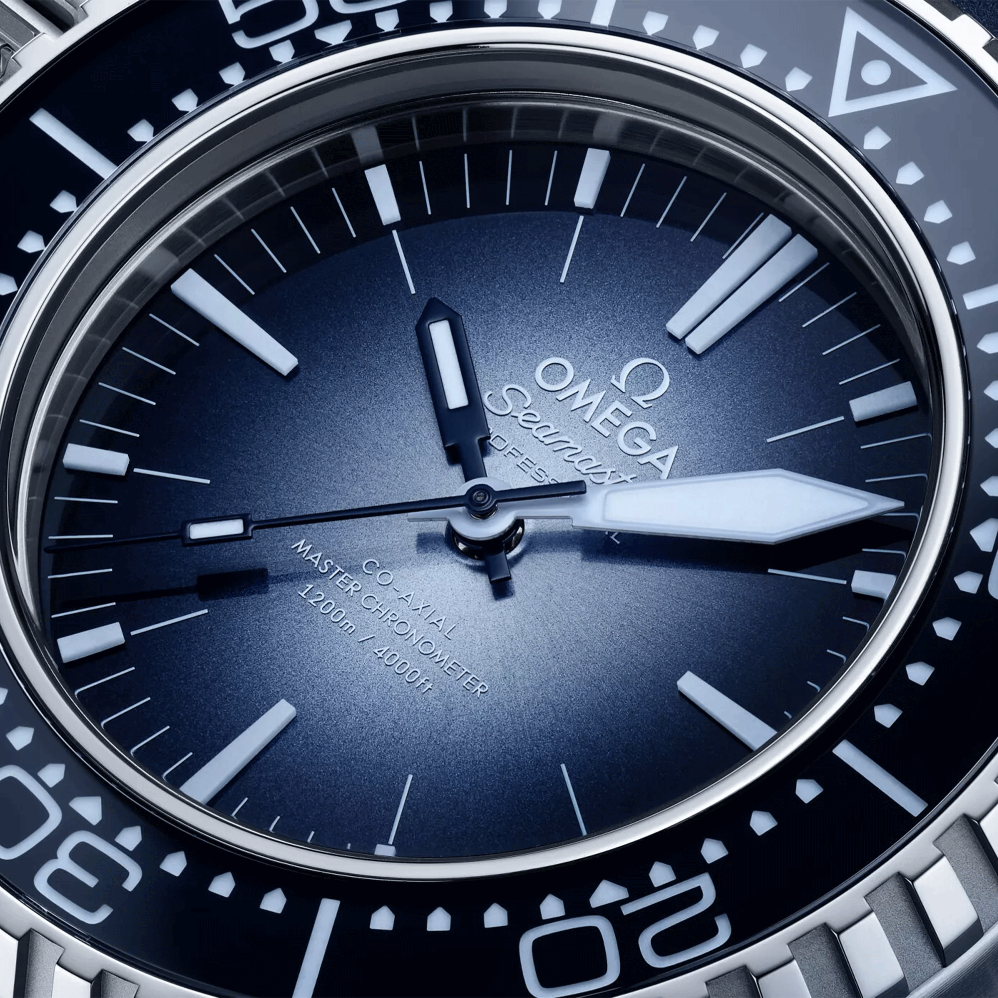 Omega Seamaster Ploprof 1200M 75th Anniversary Co-Axial Master Chronometer blue dial rubber strap 55 x 45 mm