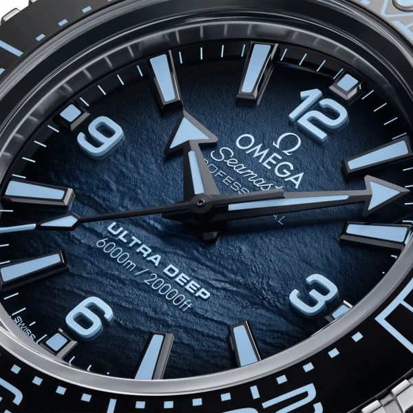 Montre Omega Seamaster Planet Ocean 6000M Ultra Deep 75ème Anniversaire Co-Axial cadran bleu bracelet acier 45,5 mm
