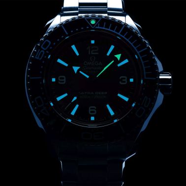 Montre Omega Seamaster Planet Ocean 6000M Ultra Deep 75ème Anniversaire Co-Axial cadran bleu bracelet acier 45,5 mm