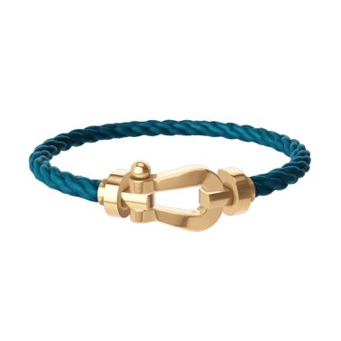 Bracelet Fred Force 10 grand modèle en or jaune et câble bleu riviera 0B0006-6B1179