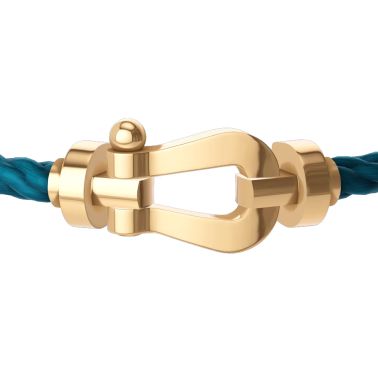 Bracelet Fred Force 10 grand modèle en or jaune et câble bleu riviera 0B0006-6B1179