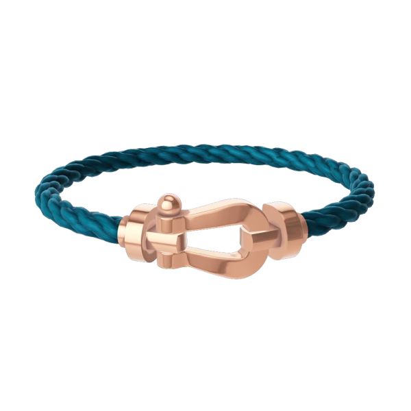 Bracelet Fred Force 10 grand modèle en or rose et câble bleu riviera 0B0007-6B1178