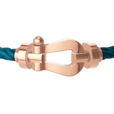 Bracelet Fred Force 10 grand modèle en or rose et câble bleu riviera 0B0007-6B1178