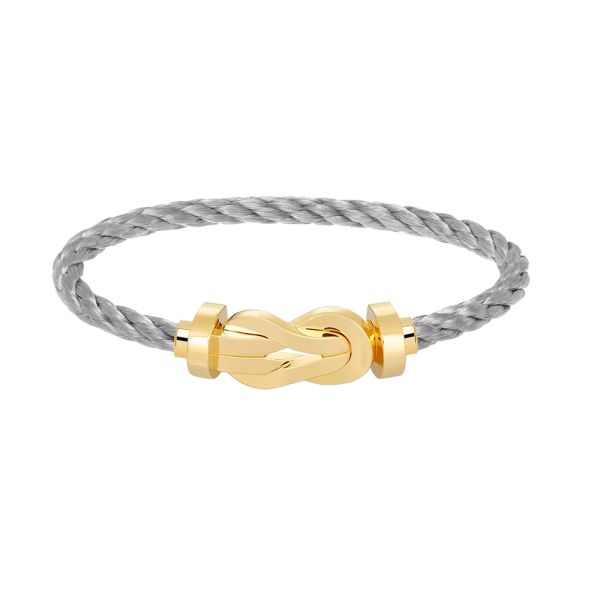 Bracelet Fred Chance Infinie grand modèle en or jaune et câble acier 0B0095-6B0110