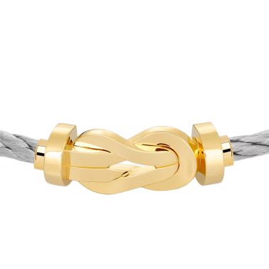 Bracelet Fred Chance Infinie grand modèle en or jaune et câble acier 0B0095-6B0110