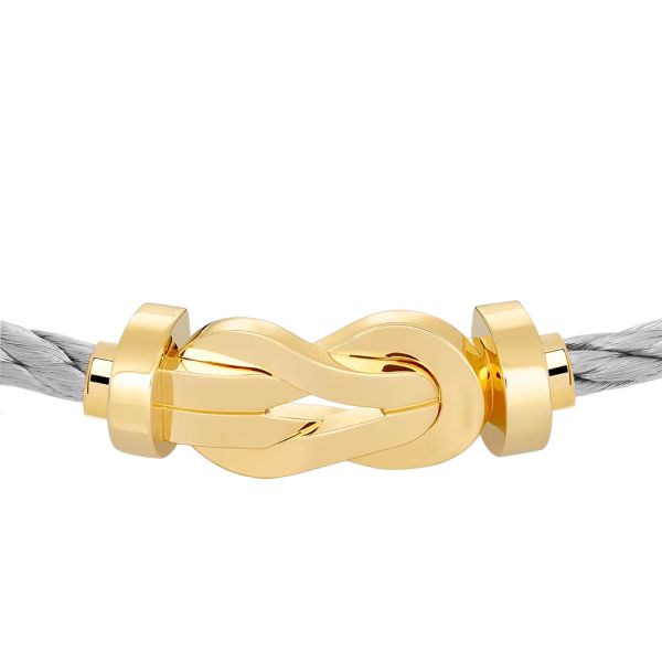 Bracelet Fred Chance Infinie grand modèle en or jaune et câble acier 0B0095-6B0110