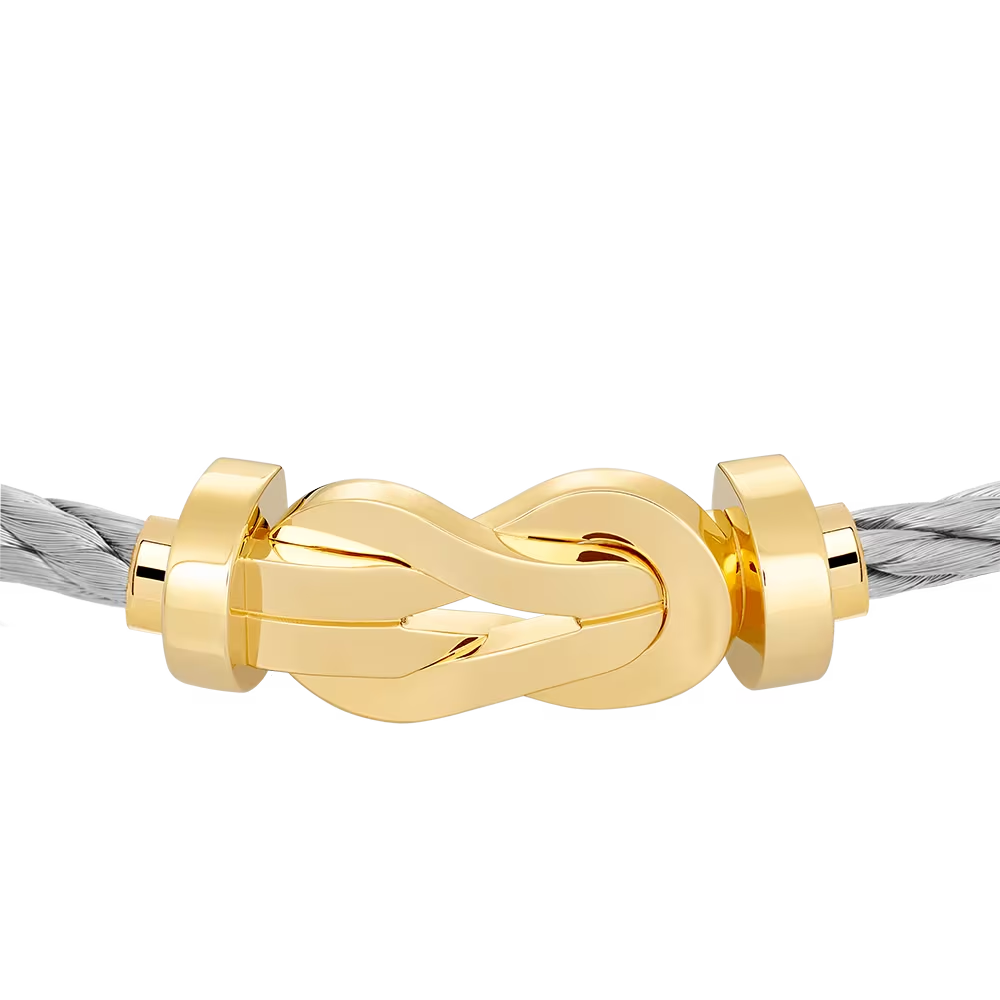 Bracelet Fred Chance Infinie grand modèle en or jaune et câble acier 0B0095-6B0110