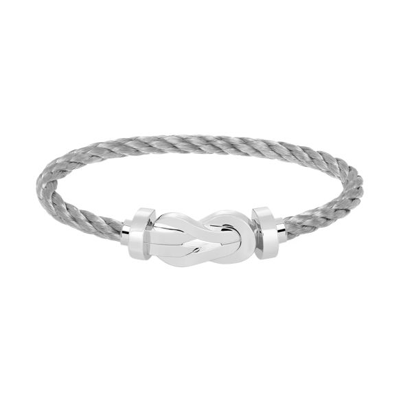 Fred Chance Infinie large model bracelet in white gold and steel cable 