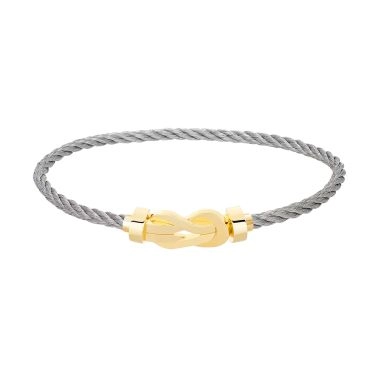 Bracelet Fred Chance Infinie moyen modèle en or jaune et câble acier  0B0104-6B0279