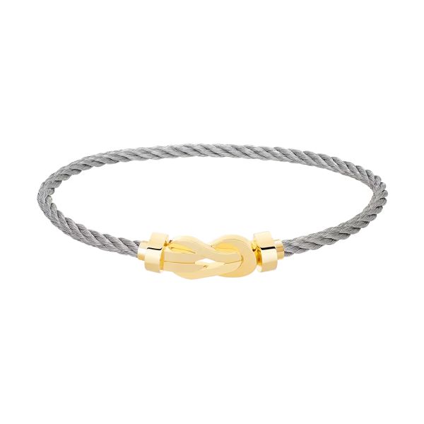 Fred Chance Infinie medium model bracelet in yellow gold and steel cable 