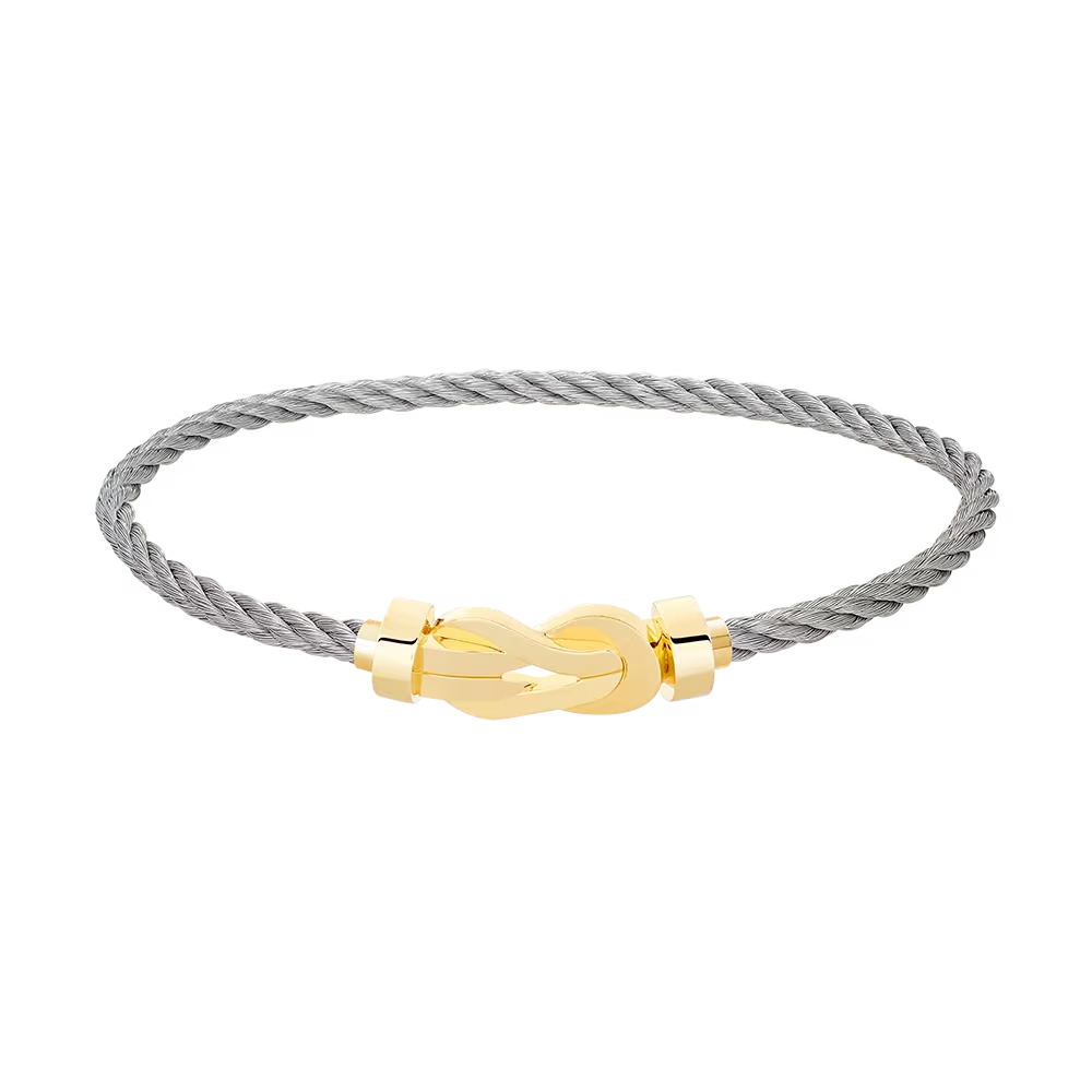 Bracelet Fred Chance Infinie moyen modèle en or jaune et câble acier  0B0104-6B0279