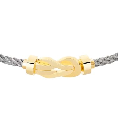 Bracelet Fred Chance Infinie moyen modèle en or jaune et câble acier 0B0104-6B0279