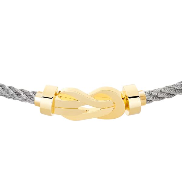 Bracelet Fred Chance Infinie moyen modèle en or jaune et câble acier 0B0104-6B0279